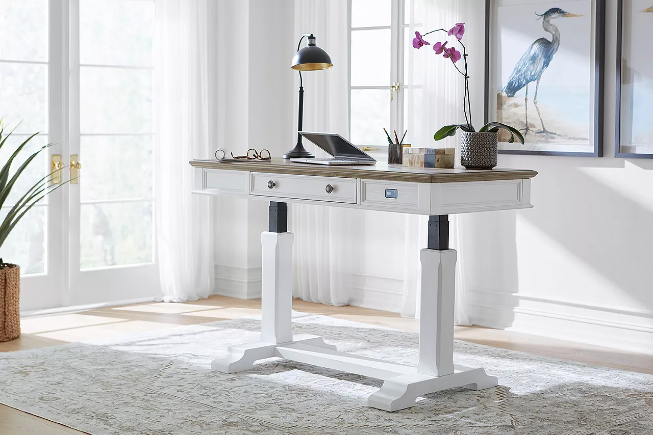 Nantucket lift desk in a raised position